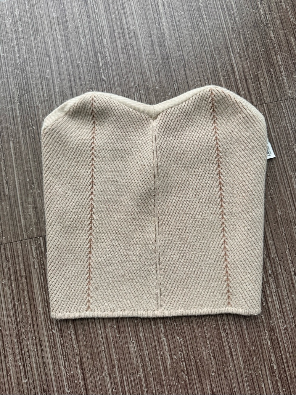 aerie Beige Strapless Ribbed Crop Top